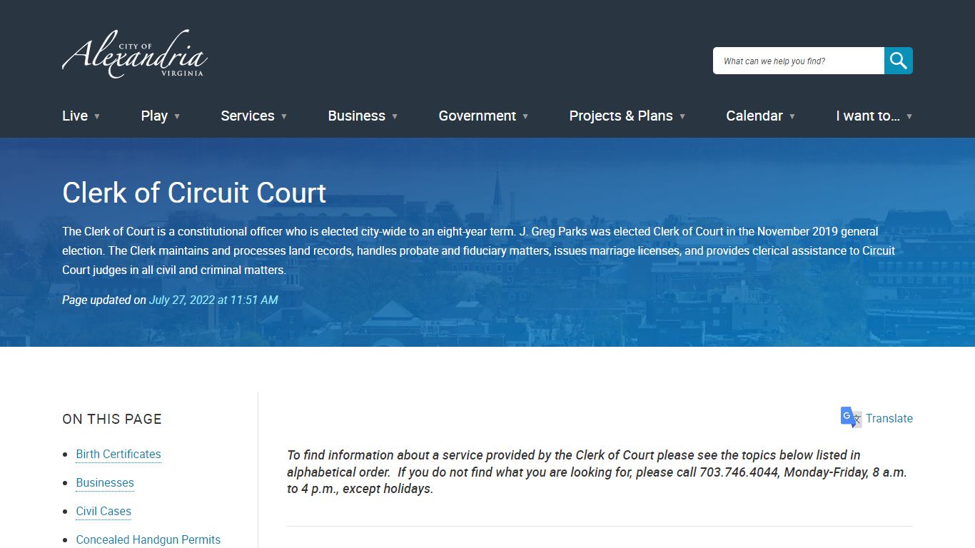 Clerk of Circuit Court | City of Alexandria, VA