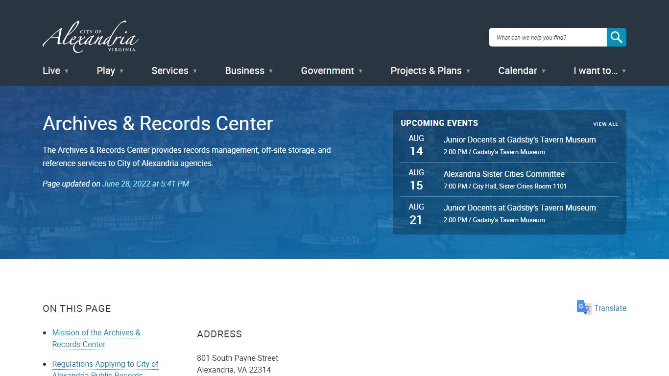 Archives & Records | City of Alexandria, VA